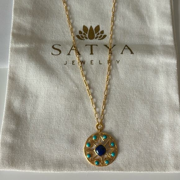 Satya 15” with 2” extender necklace. Lapis and turquoise - Picture 2 of 5